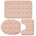 Orange Bull Terrier Pattern Print 3 Piece Bath Mat Set