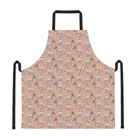 Orange Bull Terrier Pattern Print Apron