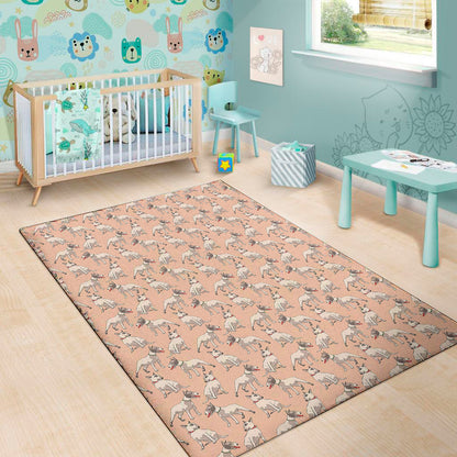 Orange Bull Terrier Pattern Print Area Rug