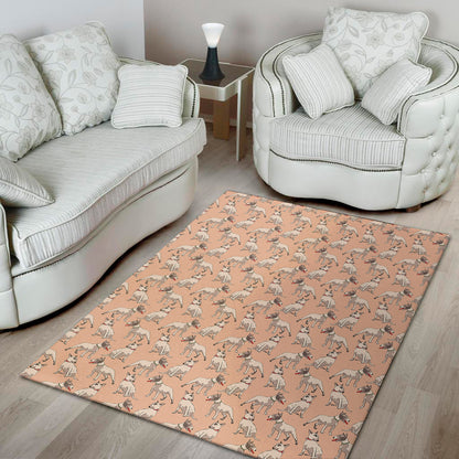 Orange Bull Terrier Pattern Print Area Rug
