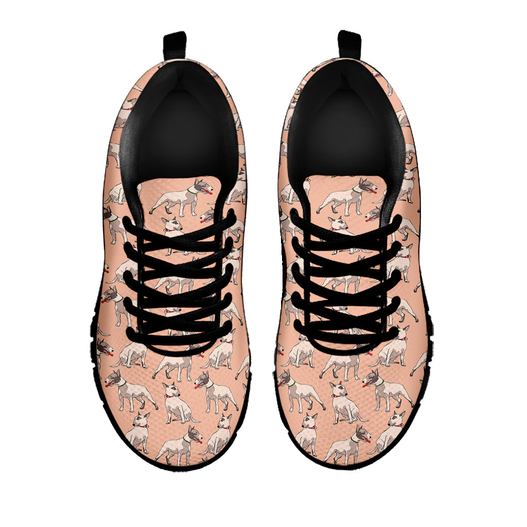 Orange Bull Terrier Pattern Print Black Sneakers