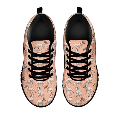 Orange Bull Terrier Pattern Print Black Sneakers
