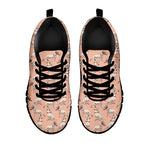 Orange Bull Terrier Pattern Print Black Sneakers