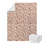 Orange Bull Terrier Pattern Print Blanket