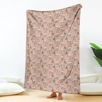 Orange Bull Terrier Pattern Print Blanket
