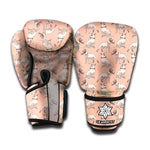 Orange Bull Terrier Pattern Print Boxing Gloves