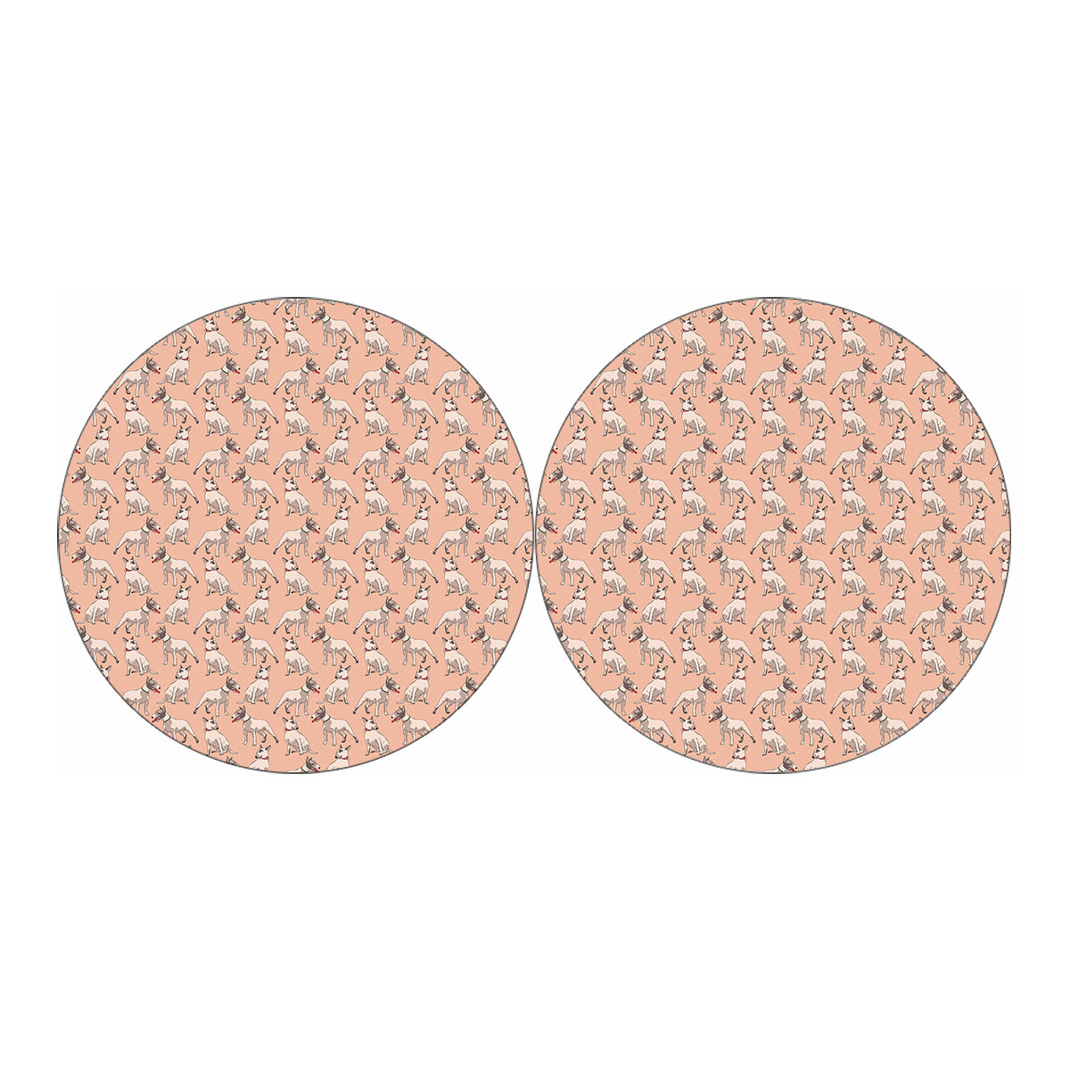 Orange Bull Terrier Pattern Print Car Coasters