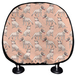 Orange Bull Terrier Pattern Print Car Headrest Covers