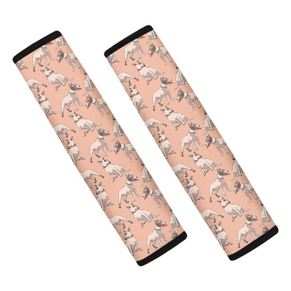 Orange Bull Terrier Pattern Print Car Seat Belt Covers