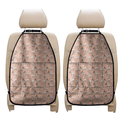 Orange Bull Terrier Pattern Print Car Seat Organizers