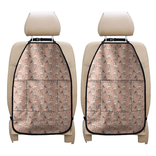 Orange Bull Terrier Pattern Print Car Seat Organizers