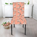 Orange Bull Terrier Pattern Print Dining Chair Slipcover