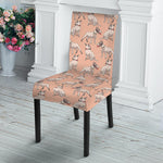 Orange Bull Terrier Pattern Print Dining Chair Slipcover