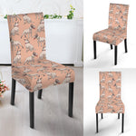 Orange Bull Terrier Pattern Print Dining Chair Slipcover