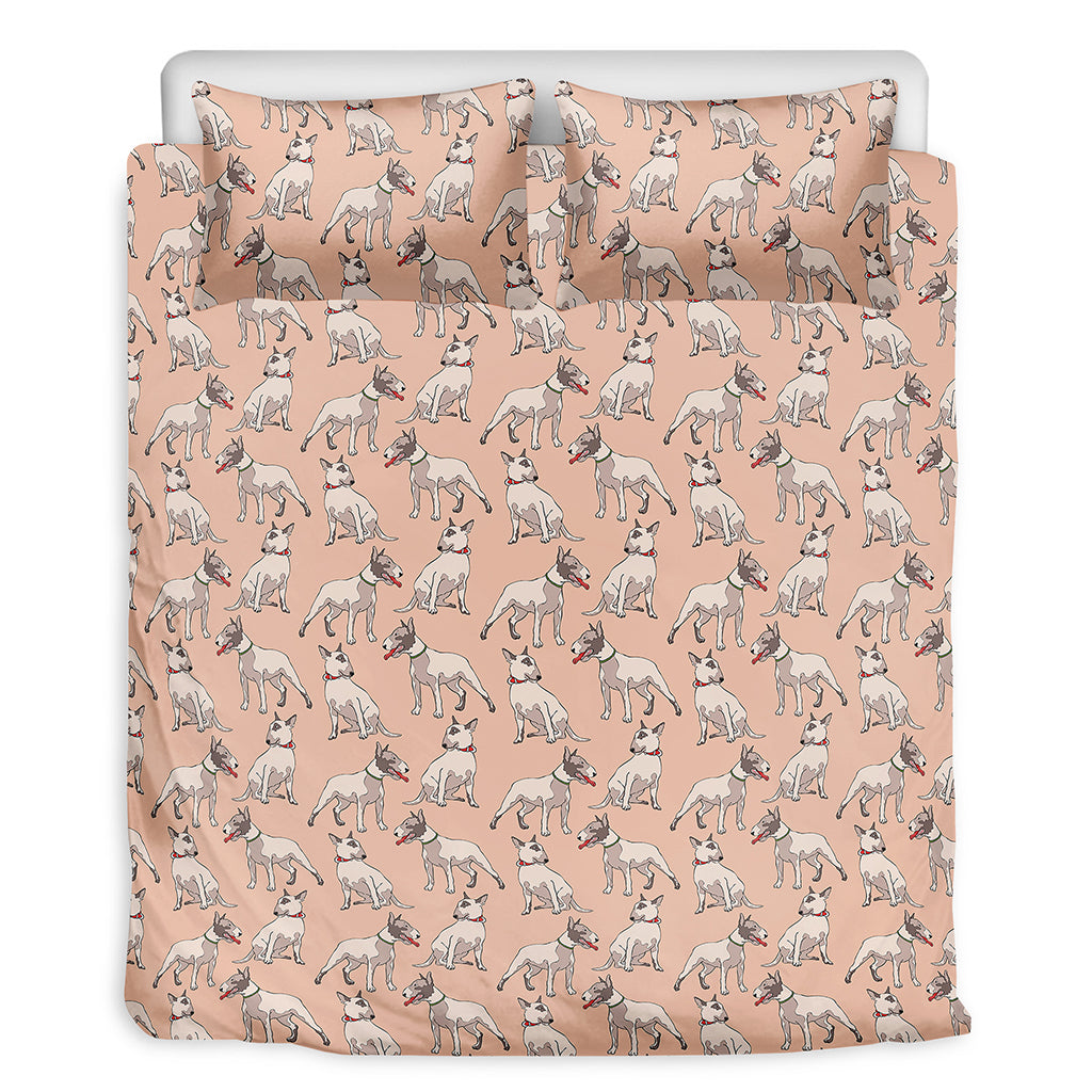 Orange Bull Terrier Pattern Print Duvet Cover Bedding Set