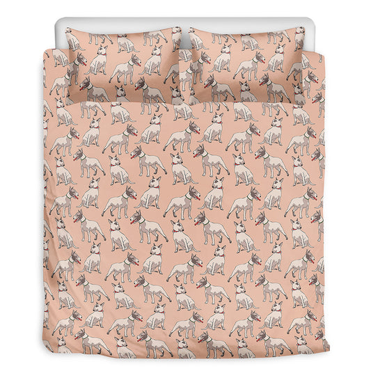 Orange Bull Terrier Pattern Print Duvet Cover Bedding Set