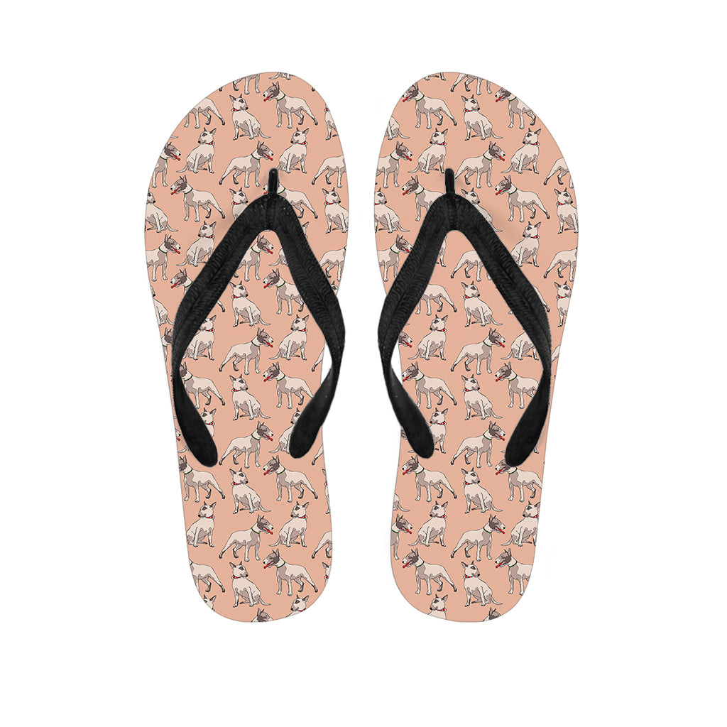 Orange Bull Terrier Pattern Print Flip Flops