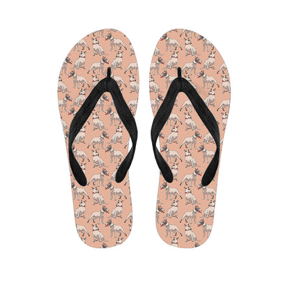 Orange Bull Terrier Pattern Print Flip Flops