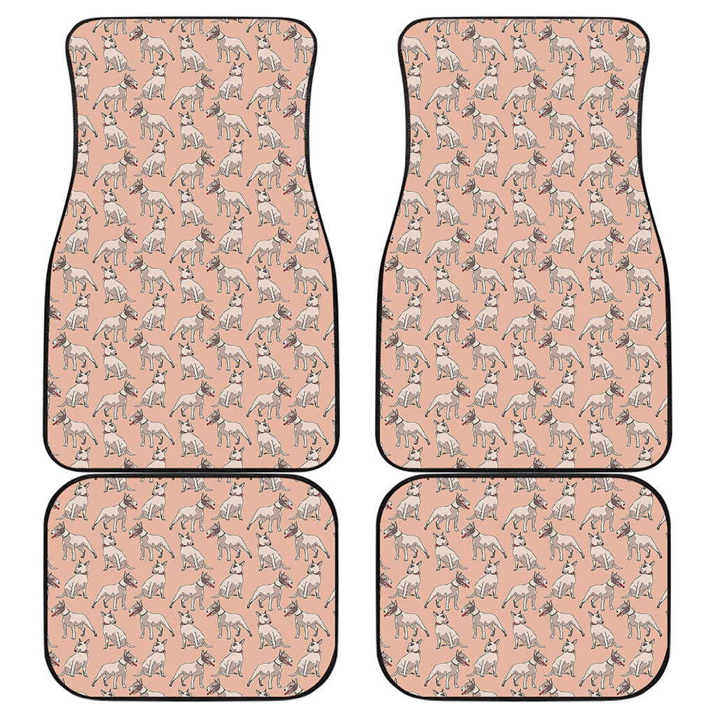 Orange Bull Terrier Pattern Print Front and Back Car Floor Mats