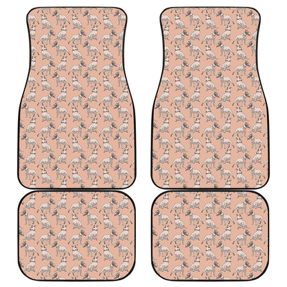 Orange Bull Terrier Pattern Print Front and Back Car Floor Mats