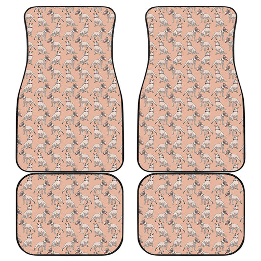 Orange Bull Terrier Pattern Print Front and Back Car Floor Mats