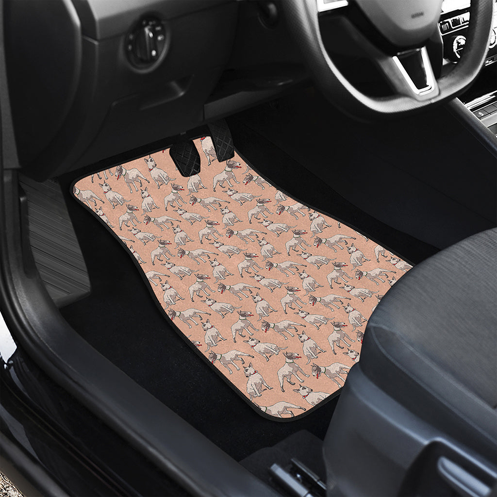 Orange Bull Terrier Pattern Print Front Car Floor Mats
