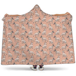 Orange Bull Terrier Pattern Print Hooded Blanket