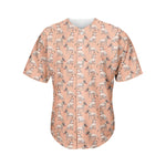Orange Bull Terrier Pattern Print Men's Baseball Jersey