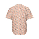 Orange Bull Terrier Pattern Print Men's Baseball Jersey