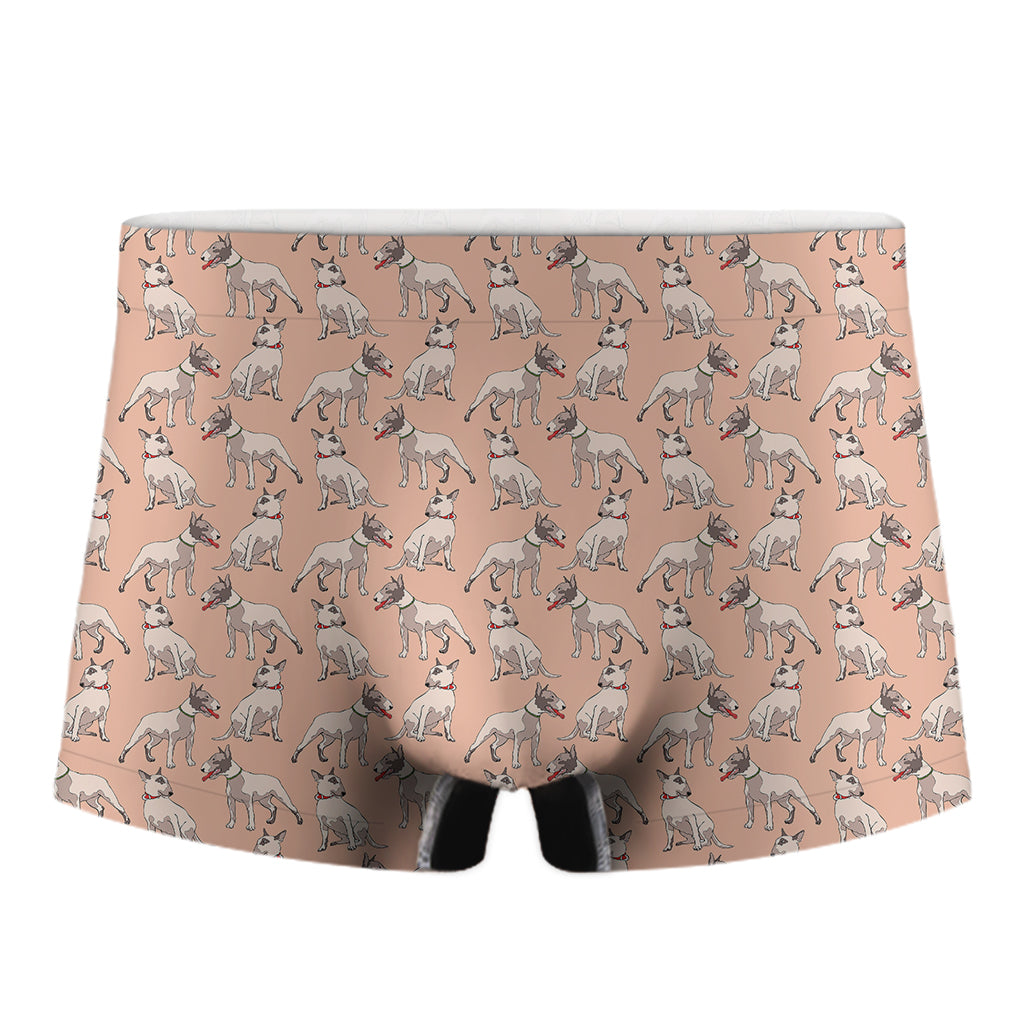 Orange Bull Terrier Pattern Print Men's Boxer Briefs