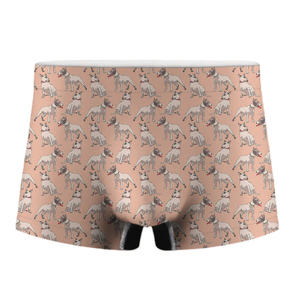 Orange Bull Terrier Pattern Print Men's Boxer Briefs