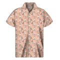 Orange Bull Terrier Pattern Print Men's Short Sleeve Shirt