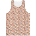 Orange Bull Terrier Pattern Print Men's Tank Top