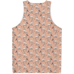 Orange Bull Terrier Pattern Print Men's Tank Top