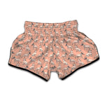 Orange Bull Terrier Pattern Print Muay Thai Boxing Shorts