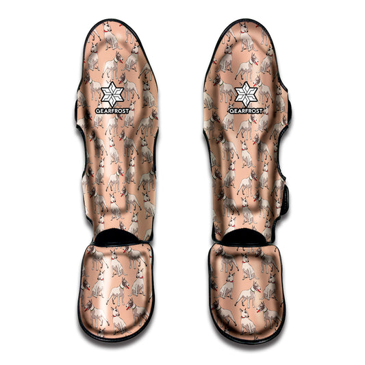 Orange Bull Terrier Pattern Print Muay Thai Shin Guard