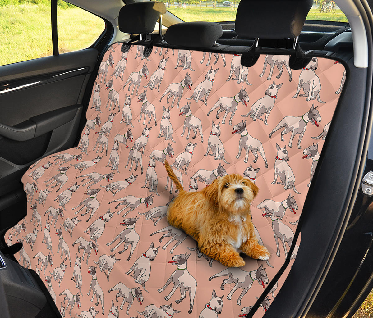 Orange Bull Terrier Pattern Print Pet Car Back Seat Cover