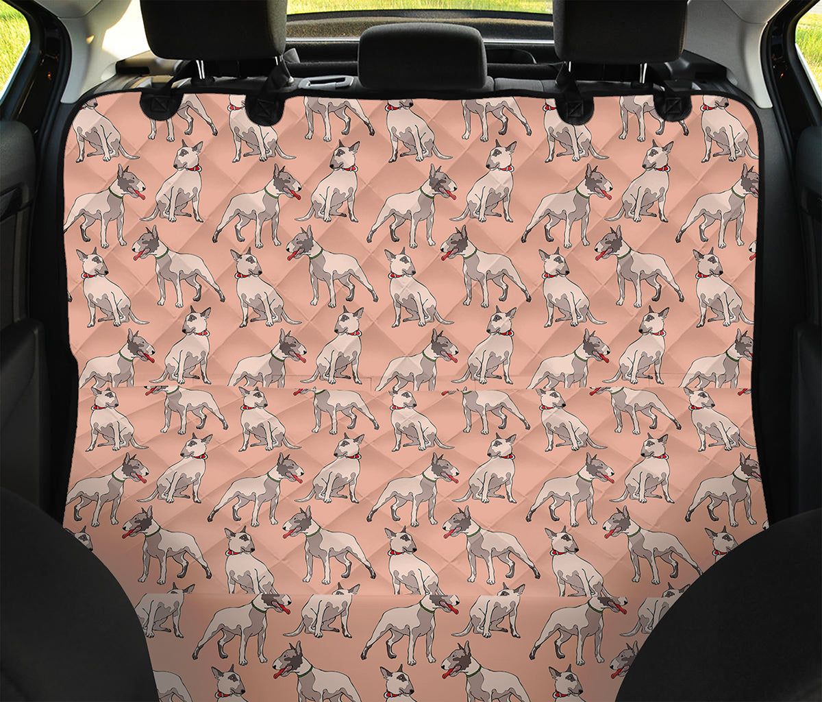 Orange Bull Terrier Pattern Print Pet Car Back Seat Cover