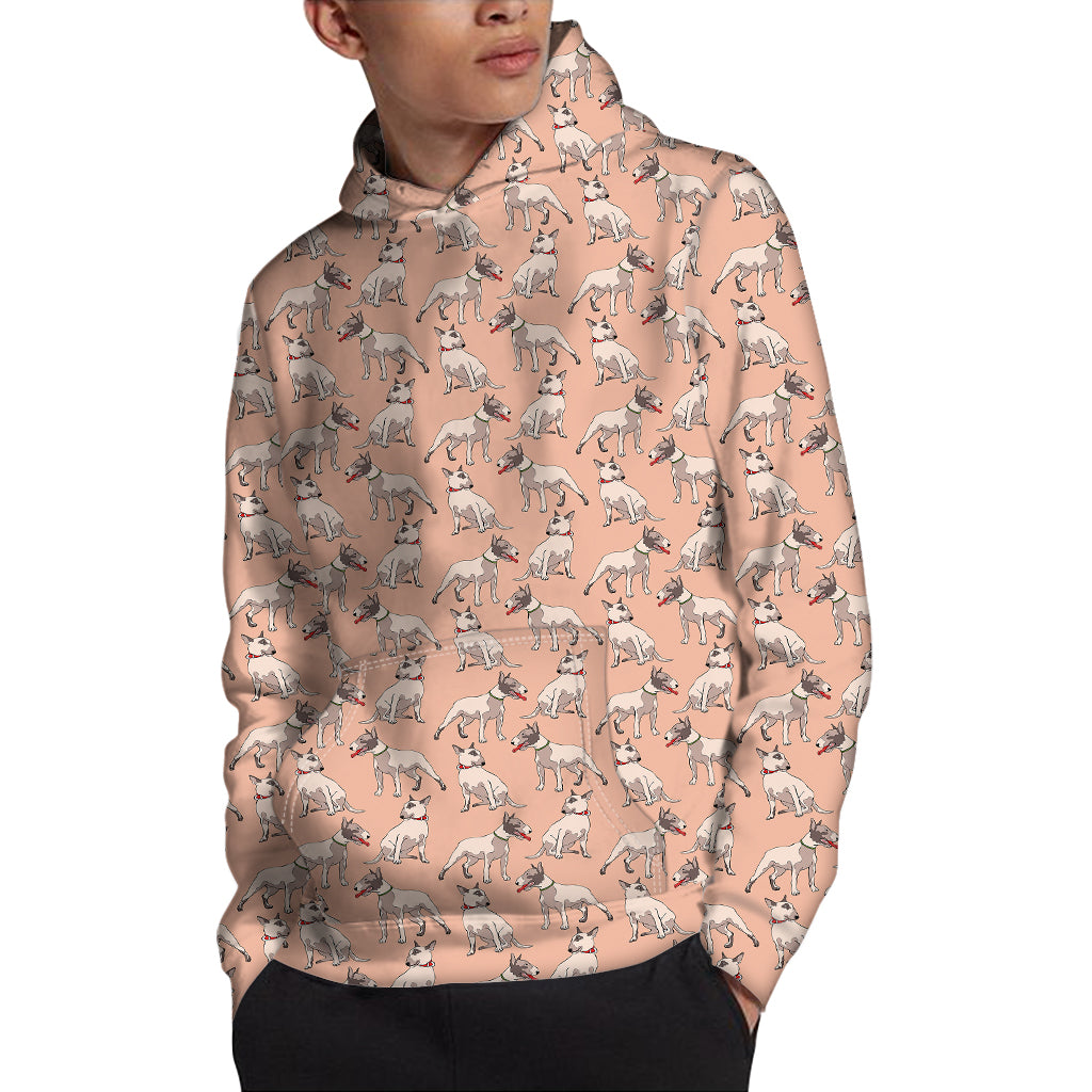 Orange Bull Terrier Pattern Print Pullover Hoodie