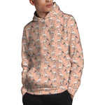 Orange Bull Terrier Pattern Print Pullover Hoodie
