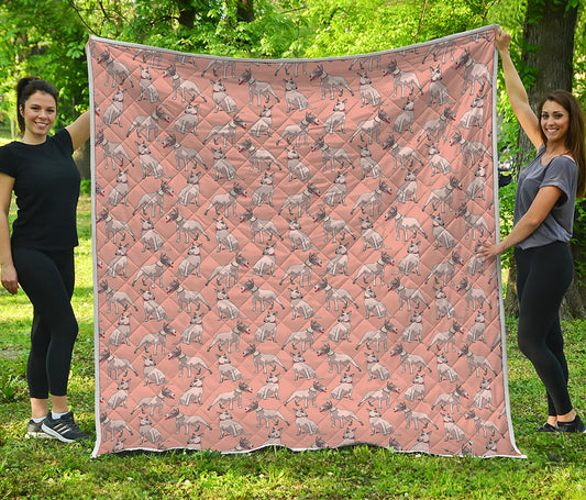 Orange Bull Terrier Pattern Print Quilt