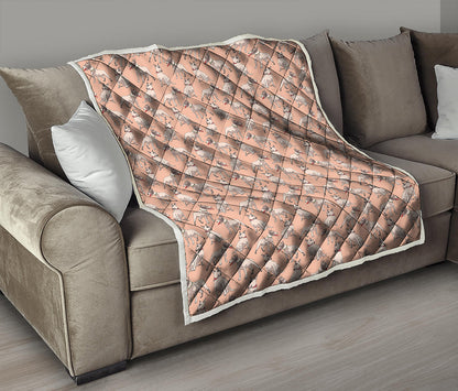 Orange Bull Terrier Pattern Print Quilt