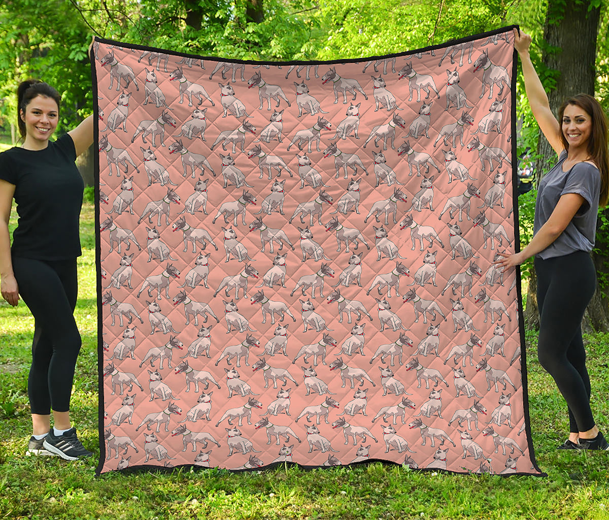 Orange Bull Terrier Pattern Print Quilt