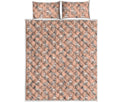 Orange Bull Terrier Pattern Print Quilt Bed Set