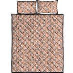 Orange Bull Terrier Pattern Print Quilt Bed Set