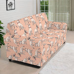 Orange Bull Terrier Pattern Print Sofa Cover