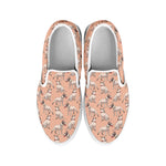 Orange Bull Terrier Pattern Print White Slip On Shoes