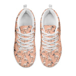 Orange Bull Terrier Pattern Print White Sneakers