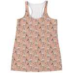 Orange Bull Terrier Pattern Print Women's Racerback Tank Top