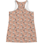 Orange Bull Terrier Pattern Print Women's Racerback Tank Top